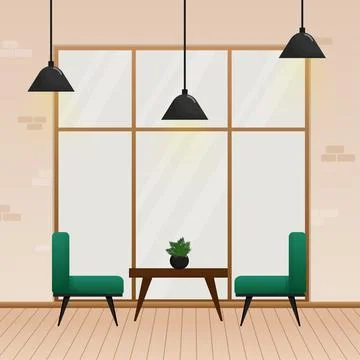 Flat vector illustration. Cozy room interior. Interior design. Cartoon people Stockillustratie