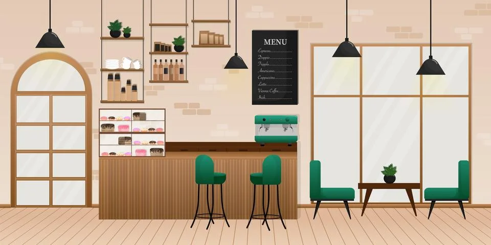 Flat vector illustration. Cozy room interior. Interior design. Cartoon people Stock Illustration