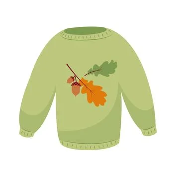 Flat vector illustration of cozy warm pullover, sweatshirt. Unisex knitted wa Ilustración de archivo