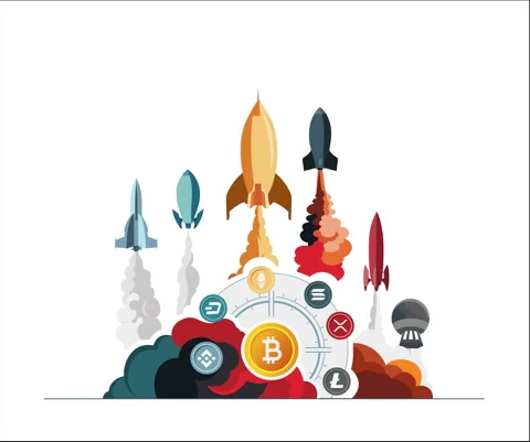 Flat vector illustration of crypto charts and graphs in the background Stock Footage 342718655