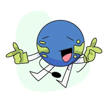 Flat vector illustration, cute globe wearing stethoscope with happy expressio Stock Illustration