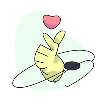 Flat vector illustration, cute love handsign with a circular stethoscope be.. Stock Illustration