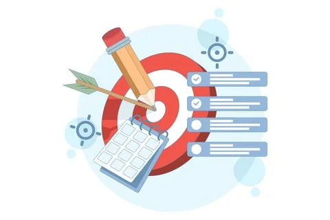 Flat vector illustration of daily tasks and monthly targets Stock Illustration