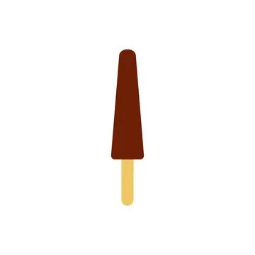 Flat vector illustration of dark chocolate popsicle ice cream bar on a stick in Stock Illustration