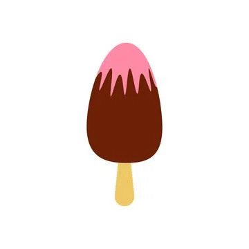 Flat vector illustration of dark chocolate popsicle ice cream bar with Stock Illustration
