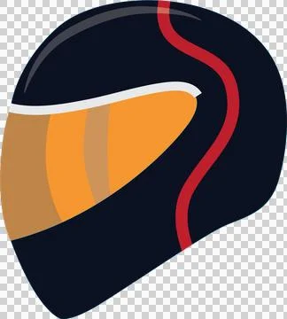 Flat vector illustration of a dark full-face motorcycle helmet Stock Illustration