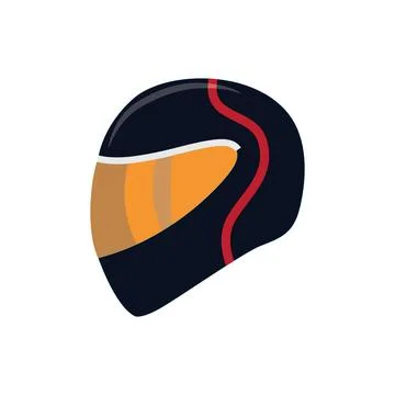 Flat vector illustration of a dark full-face motorcycle helmet Stock Illustration