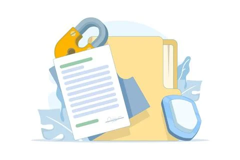 Flat vector illustration of data security and privacy concept Stock Illustration