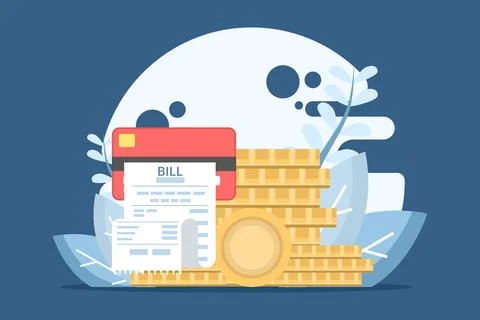 Flat vector illustration of a debit card and payment concept Illustrazione stock