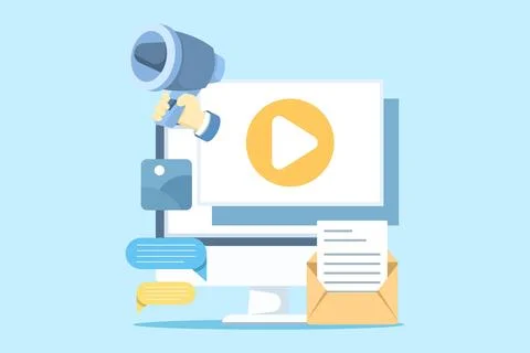 Flat vector illustration of digital content marketing Stock Illustration