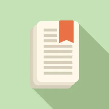 Flat vector illustration of document icon with bookmark Stock Illustration