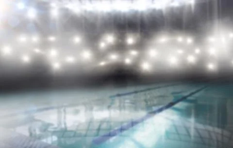 Flat vector illustration is featuring swimming pool lane with blue-white rope Stock Photos