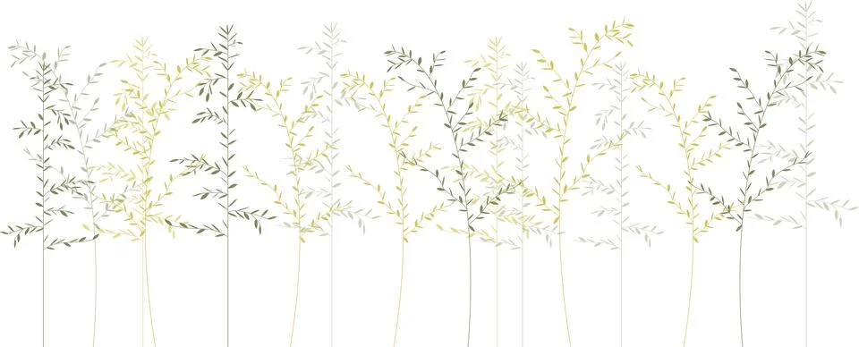 Flat vector illustration. Field grass on a white background. Horizontal whi.. Illustrazione stock