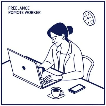 Flat Vector Illustration Of Freelance Remote Worki Stock Illustration