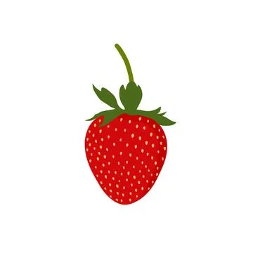 Flat Vector Illustration of a Fresh Strawberry Stock Illustration