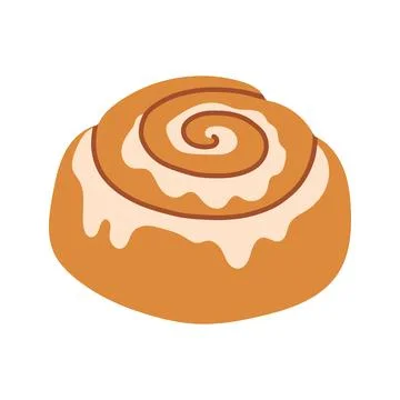 A flat vector illustration of a freshly baked cinnamon roll topped with rich Illustrazione stock