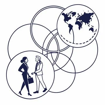 Flat Vector Illustration Of Global Business Connec Stock Illustration