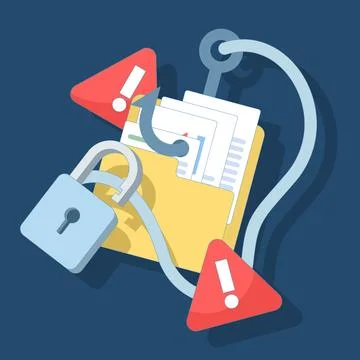 Flat vector illustration of hacking, phishing, online scams, and system errors. 스톡 일러스트