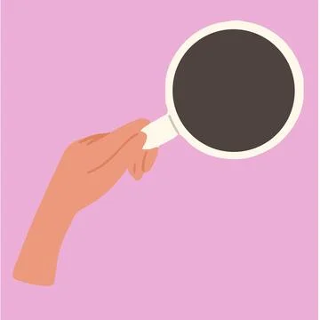 Flat vector illustration of hand holding white cup. The fingers are keeping.. Stock Illustration
