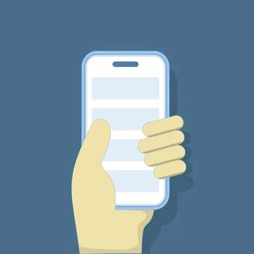 Flat vector illustration of a hand holding a smartphone Stock Illustration