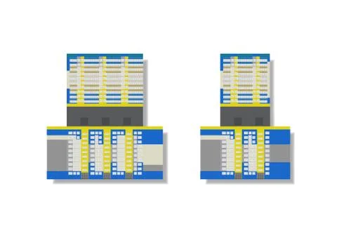 Flat vector illustration high rise houses for 3d model Ilustração Stock