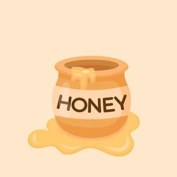 Flat Vector Illustration of Honey Jar with Dripping Honey Stock-Illustration