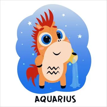 Flat vector illustration of a horse dressed as a zodiac sign. Pony, Aries, Leo,  Stock Illustration