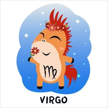Flat vector illustration of a horse dressed as a zodiac sign. Pony, Aries, Leo,  Stock Illustration