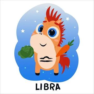 Flat vector illustration of a horse dressed as a zodiac sign. Pony, Aries, Leo,  Illustrazione stock