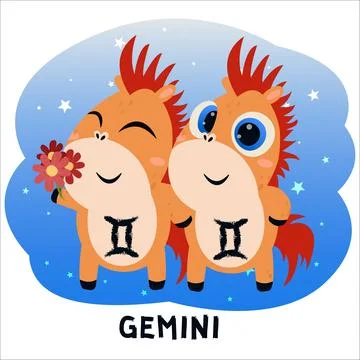 Flat vector illustration of a horse dressed as a zodiac sign. Pony, Aries, Leo,  Stock Illustration