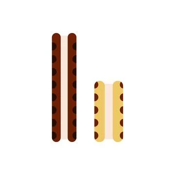 Flat vector illustration of ice cream vanilla sandwich between two cookies in Stock Illustration