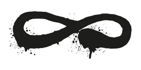 Flat vector illustration of an infinite symbol represented with black paint.. Stock Illustration