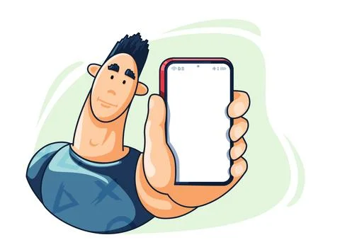 Flat vector illustration isolated on white background, male character holding Stock Illustration