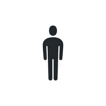 Flat vector illustration isolated on white background, black color man icon,  스톡 일러스트