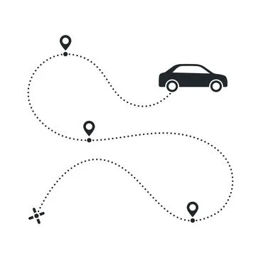 Flat vector illustration isolated on white background, path with location ico Stock Illustration