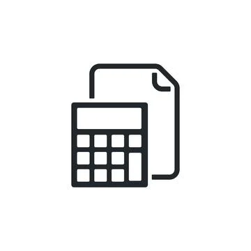 Flat vector illustration isolated on white background, document and calculato Stock Illustration
