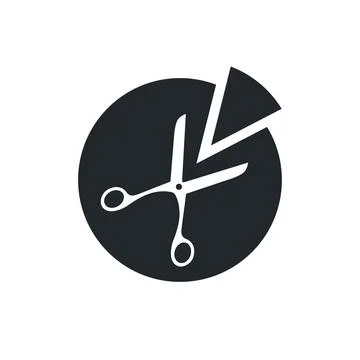 Flat vector illustration isolated on white background, scissors in a pie char Stock Illustration