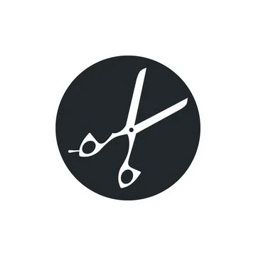 Flat vector illustration isolated on white background, scissors icon, barber  Stock Illustration
