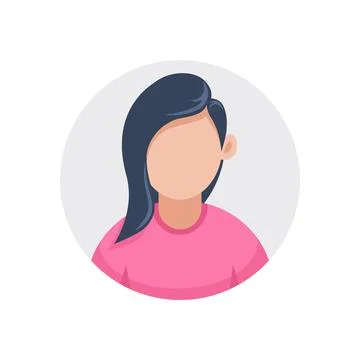 Flat vector illustration isolated on white background, round icon of woman or Stock Illustration