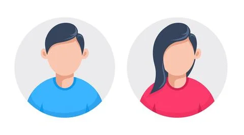 Flat vector illustration isolated on white background, round icon of man and  Stock Illustration
