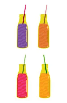 Flat vector illustration of juice in a bottle Illustrazione stock