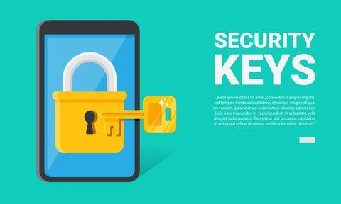 Flat vector illustration of key unlock smartphone password イラスト素材