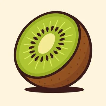 Flat Vector Illustration of a Kiwi Fruit Cut in Half 스톡 일러스트