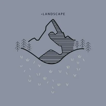 Flat vector illustration. Landscape concept. The picture shows mountains, s.. Stock Illustration