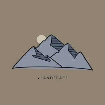 Flat vector illustration. Landscape concept. The picture shows mountains, s.. Stock Illustration