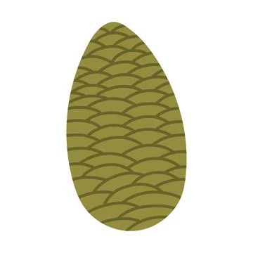 A flat vector illustration of a large teardrop-shaped pine cone rendered in Stock Illustration