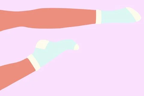 Flat vector illustration of legs lying on the floor. The right one is bent .. Stock Illustration