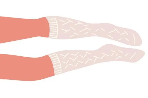 Flat vector illustration of legs lying on the floor. The right one is bent .. Stock Illustration