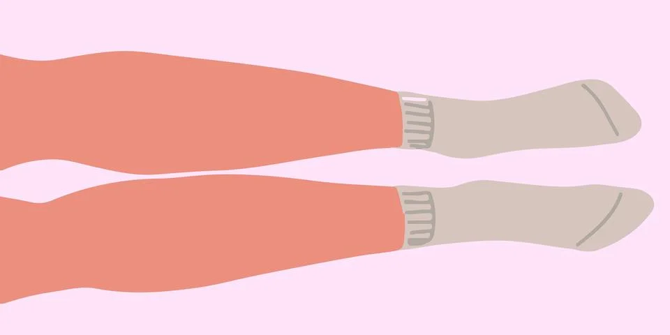 Flat vector illustration of legs lying on the floor in parallel. The lilac so Stock Illustration