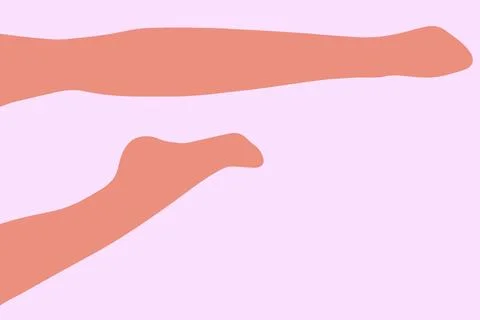 Flat vector illustration of legs lying on the floor. The right one is bent .. Stock Illustration